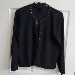 Elegant Black Women's Cardigan With Matching Sleeveless Top